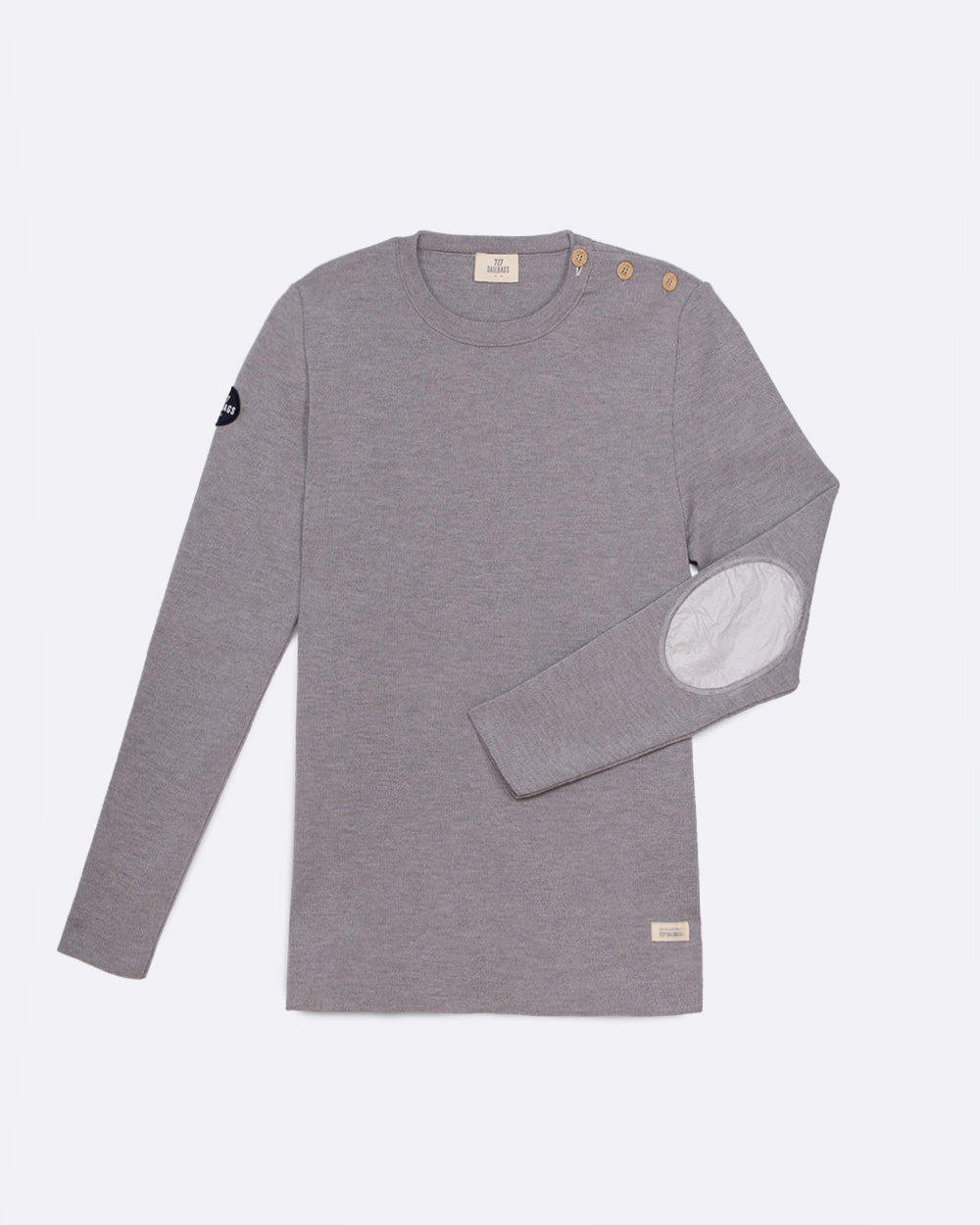 Pull marin Femme Laine Mérinos · Gris chiné et blanc