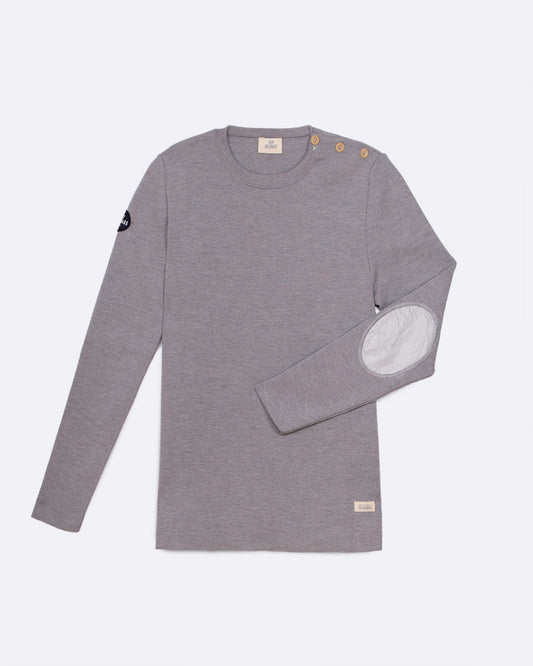 Pull marin Femme Laine Mérinos · Gris chiné et blanc