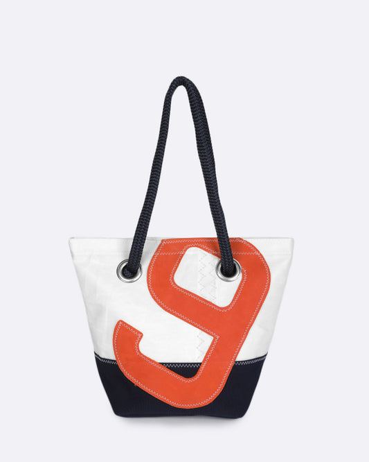 Sac à main Légende · Cuir marine et orange